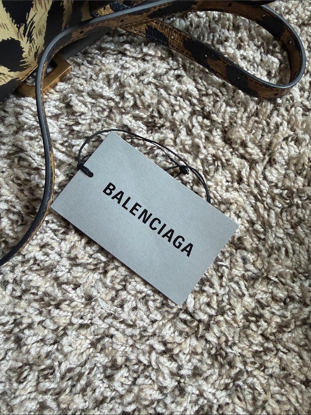 Balenciaga Leopard-Print Hourglass Mini Bag in Tan and Black - Picture 4 of 7
